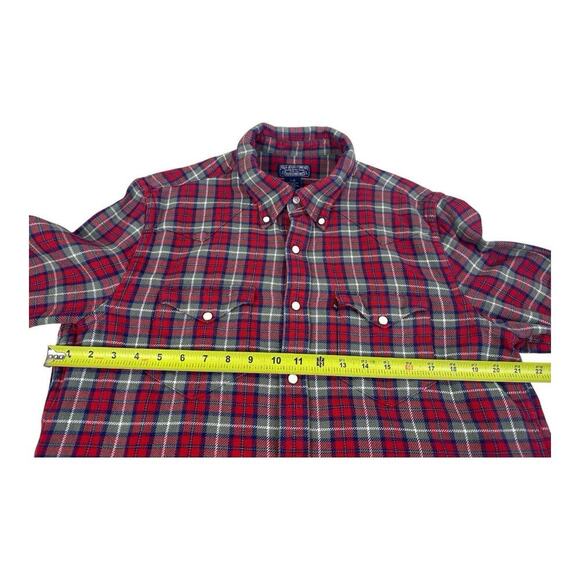 Vintage Polo Jeans Co Ralph Lauren Flannel Shirt Men's Red Heavy Cotton Large - Picture 9 of 13